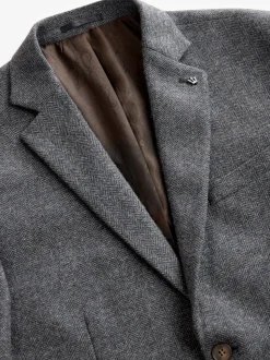 Gris de charbon de bois - Ajustement régulier - Blazer à chevrons riche en laine