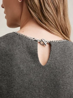 Gris de charbon de bois - Débardeur Reiss Nina en maille de laine Mélange à bordure en collier