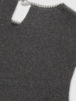 Gris de charbon de bois - Débardeur Reiss Nina en maille de laine Mélange à bordure en collier