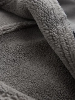 Gris de charbon de bois - Veste imitation daim doublure aspect peau de mouton