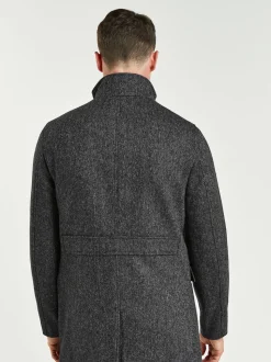Gris de charbon de bois - Gilet en laine à chevrons Manteau matelassé