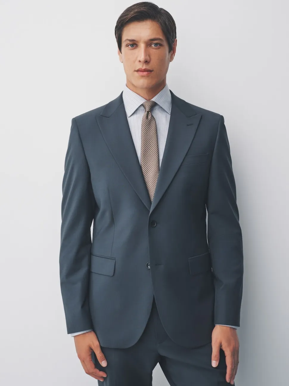 Gris de charbon de bois - Slim Fit (Slim Fit) - Veste de costume Coupe ajustée Motion Flex Mélange en laine