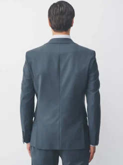Gris de charbon de bois - Slim Fit (Slim Fit) - Veste de costume Coupe ajustée Motion Flex Mélange en laine