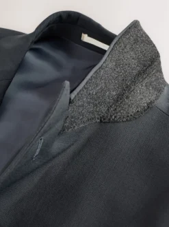 Gris de charbon de bois - Slim Fit (Slim Fit) - Veste de costume Coupe ajustée Motion Flex Mélange en laine