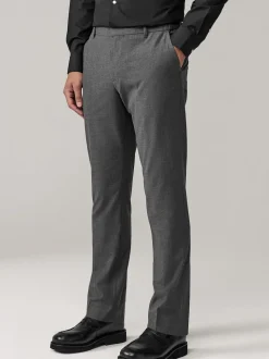 Gris de charbon de bois - Slim Fit (Slim Fit) - Pantalons extensibles à taille élastiquée Motionflex