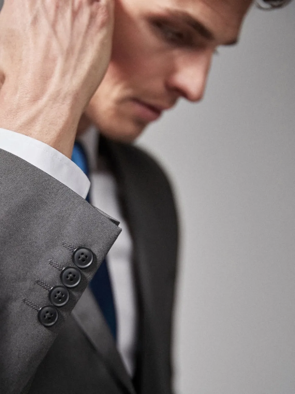 Gris de charbon de bois - Coupe sur mesure - Veste de costume à deux boutons