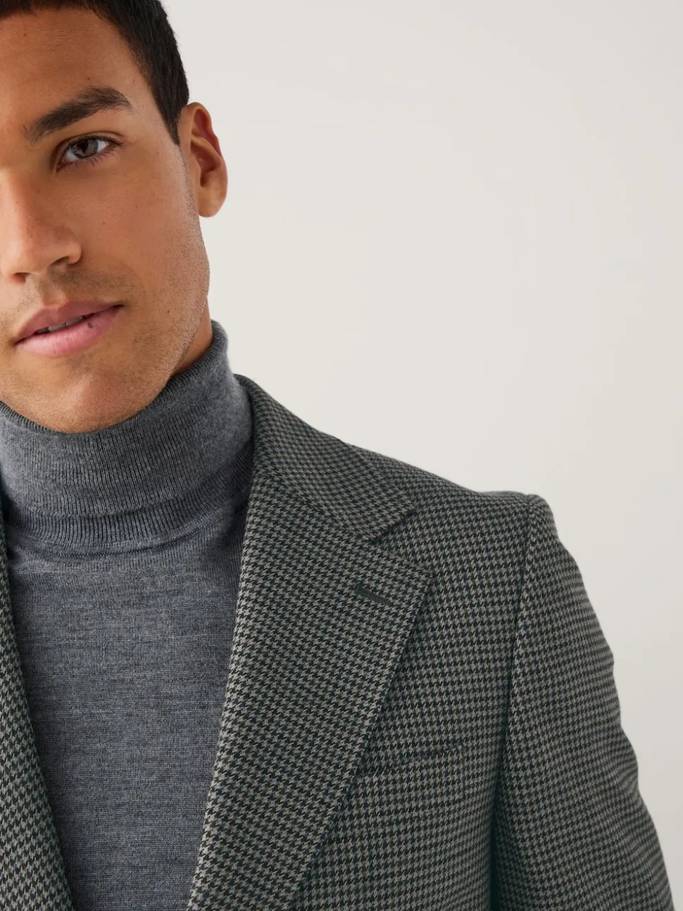 Gris de charbon de bois - Veste de costume Coupe ajustée en laine à dents de chiot Blend