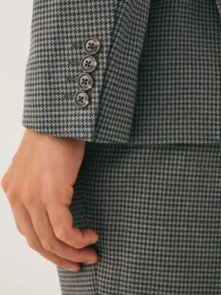 Gris de charbon de bois - Veste de costume Coupe ajustée en laine à dents de chiot Blend