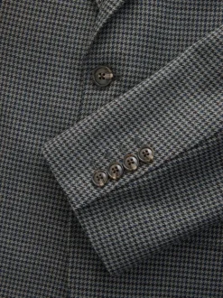 Gris de charbon de bois - Veste de costume Coupe ajustée en laine à dents de chiot Blend