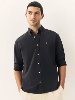 Gris de charbon de bois - Ajustement régulier - Chemise Oxford à manches longues