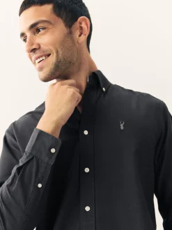 Gris de charbon de bois - Ajustement régulier - Chemise Oxford à manches longues