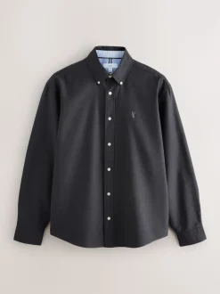 Gris de charbon de bois - Ajustement régulier - Chemise Oxford à manches longues