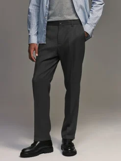 Gris de charbon de bois - Coupe classique Pantalons élégants With Wool