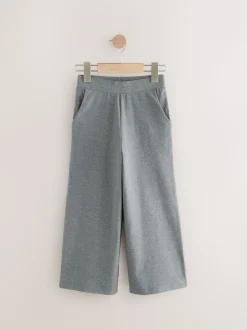 Gris de charbon de bois - Pantalon en jersey à jambes larges (3-16ans)
