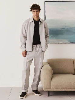 Gris glace - N. Premium Veste-chemise zippée en néoprène doux au toucher