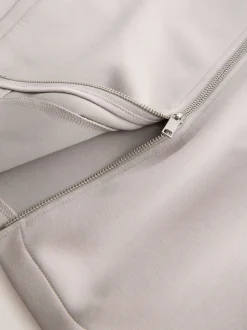 Gris glace - N. Premium Veste-chemise zippée en néoprène doux au toucher