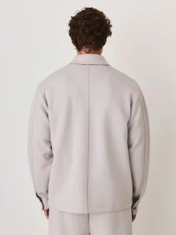 Gris glace - N. Premium Veste-chemise zippée en néoprène doux au toucher