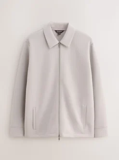 Gris glace - N. Premium Veste-chemise zippée en néoprène doux au toucher