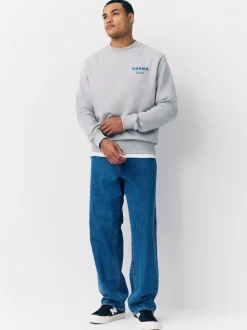 Gris glace - Sweat-shirt avec col ras du cou - Licence graphique Hokusai