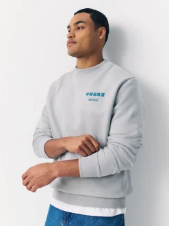 Gris glace - Sweat-shirt avec col ras du cou - Licence graphique Hokusai