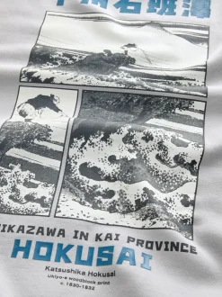 Gris glace - Sweat-shirt avec col ras du cou - Licence graphique Hokusai