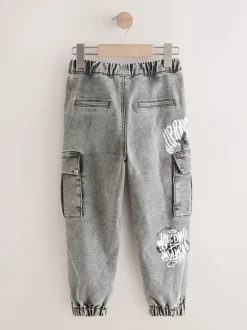 Gris Graffiti - Jean cargo à taille élastique (3-16ans)