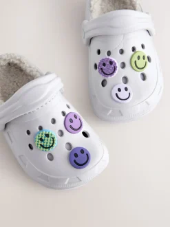 Gris Happy Face - Sabots chaussons doublés chauds