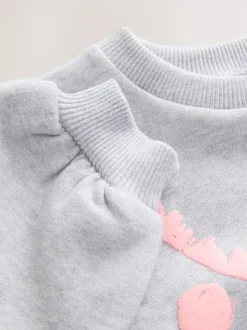 Gris motif licorne - Sweat à col ras du cou (3mths-7yrs)
