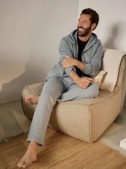 Gris pâle - Jogging ouvert lourd à dos brosse