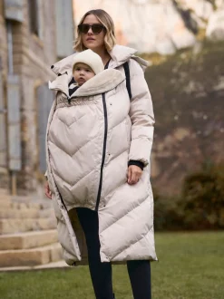 Gris taupe - Seraphine Long 3-en-1 Doudoune de Grossesse et de portage