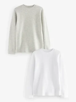 Gris/Blanc - Lot de 2 Hauts thermiques à manches longues (2-16ans)