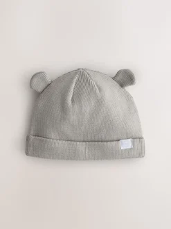 Gris/Blanc - Lot de 2bonnets côtelés pour bébé