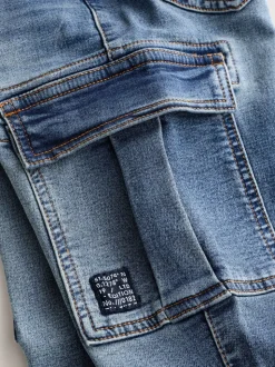 Gris/Bleu - Jean cargo avec taille élastiquée, lot de 2 (3-16ans)