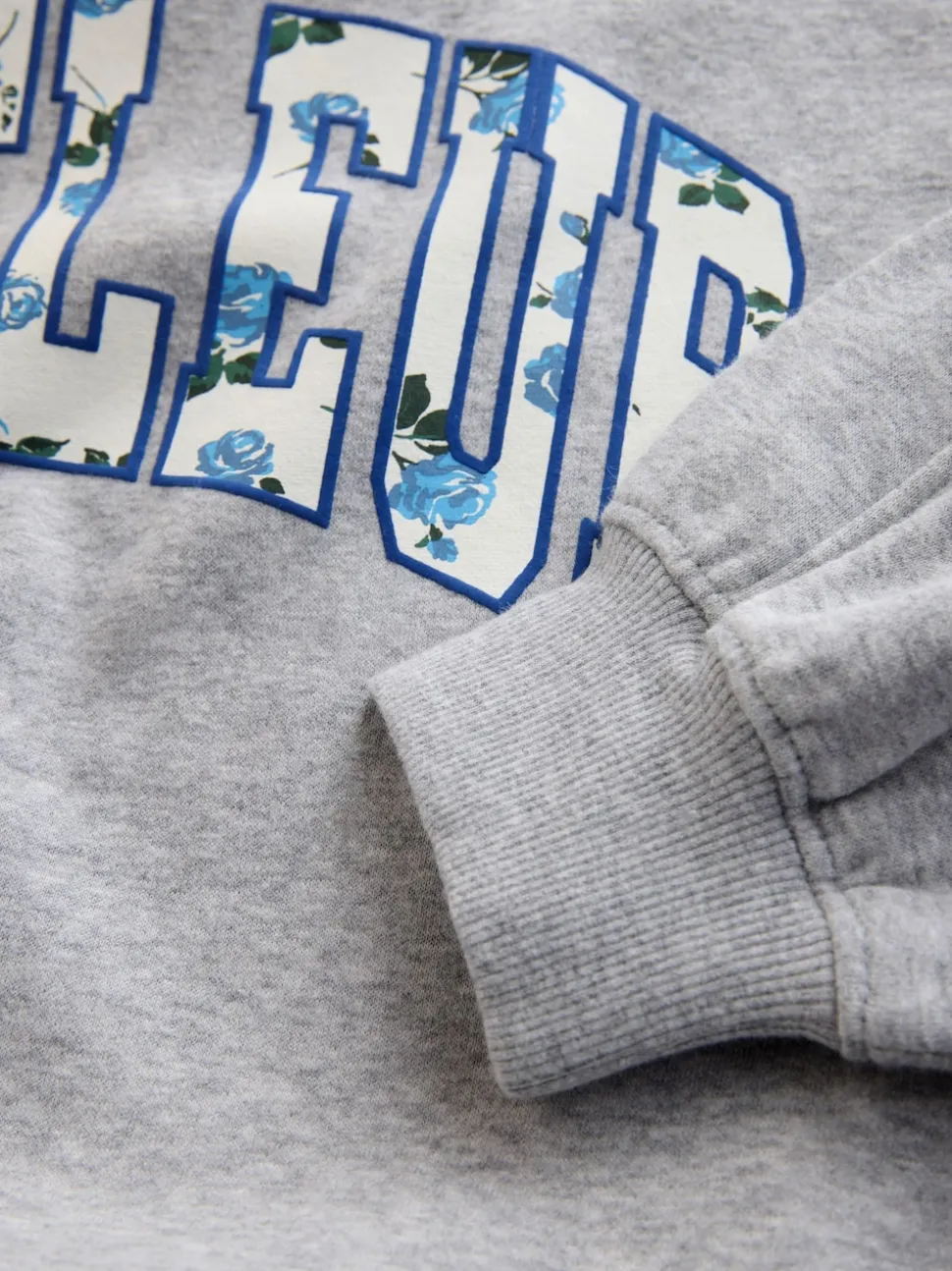 Gris/bleu à slogan fleuri - Ensemble Sweat-shirt et Leggings évasés (3-16ans)