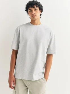 Gris/bleu clair/bleu marine chiné - Coupe ample - T-shirt épais 3 Pack