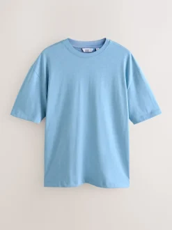 Gris/bleu clair/bleu marine chiné - Coupe ample - T-shirt épais 3 Pack