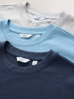 Gris/bleu clair/bleu marine chiné - Coupe ample - T-shirt épais 3 Pack