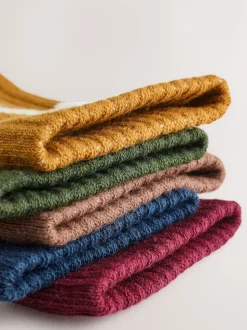 Gris/bleu marine - Cushioned Semelle intérieure Cotton Rich Ribbed Tipped Chaussettes 5 Lot