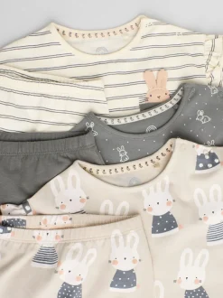 Gris/Crème Character - Ensemble haut à manches longues et leggings 6 pièces (0mois-3ans)