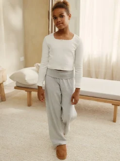 Gris/écru - Pyjama à taille pliée douce (3-16ans)