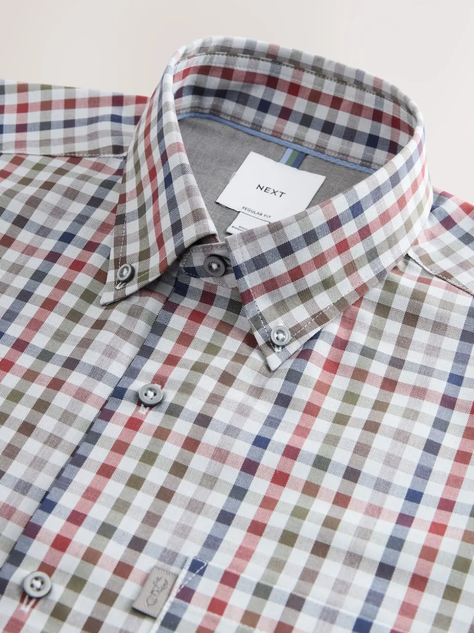 Gris/multicolore vichy - Chemise Oxford ajustée Easy Iron Button Down