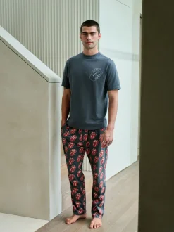 Gris/rouge - Ensemble de pyjamas The Rolling Stones à manches courtes