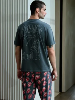 Gris/rouge - Ensemble de pyjamas The Rolling Stones à manches courtes