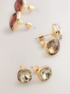 Gunmetal - Lot de 3 boucles d’oreilles à clous bijoux