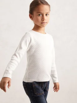 Haut à manches longues en coton pointelle Reiss Poppy