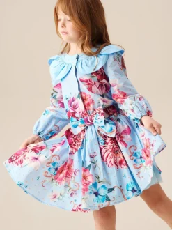 Haut Angel & Rocket Darcy bleu imprimé à col pétale