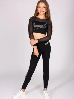 Haut court à manches longues avec panneau en maille à logo Pineapple