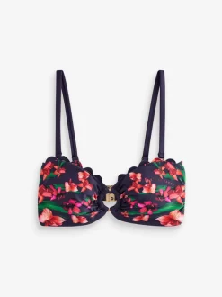 Haut de bikini bandeau B by Ted Baker bleu marine Fleuri et dos nu