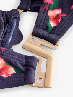 Haut de bikini bandeau B by Ted Baker bleu marine Fleuri et dos nu