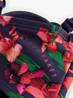 Haut de bikini bandeau B by Ted Baker bleu marine Fleuri et dos nu